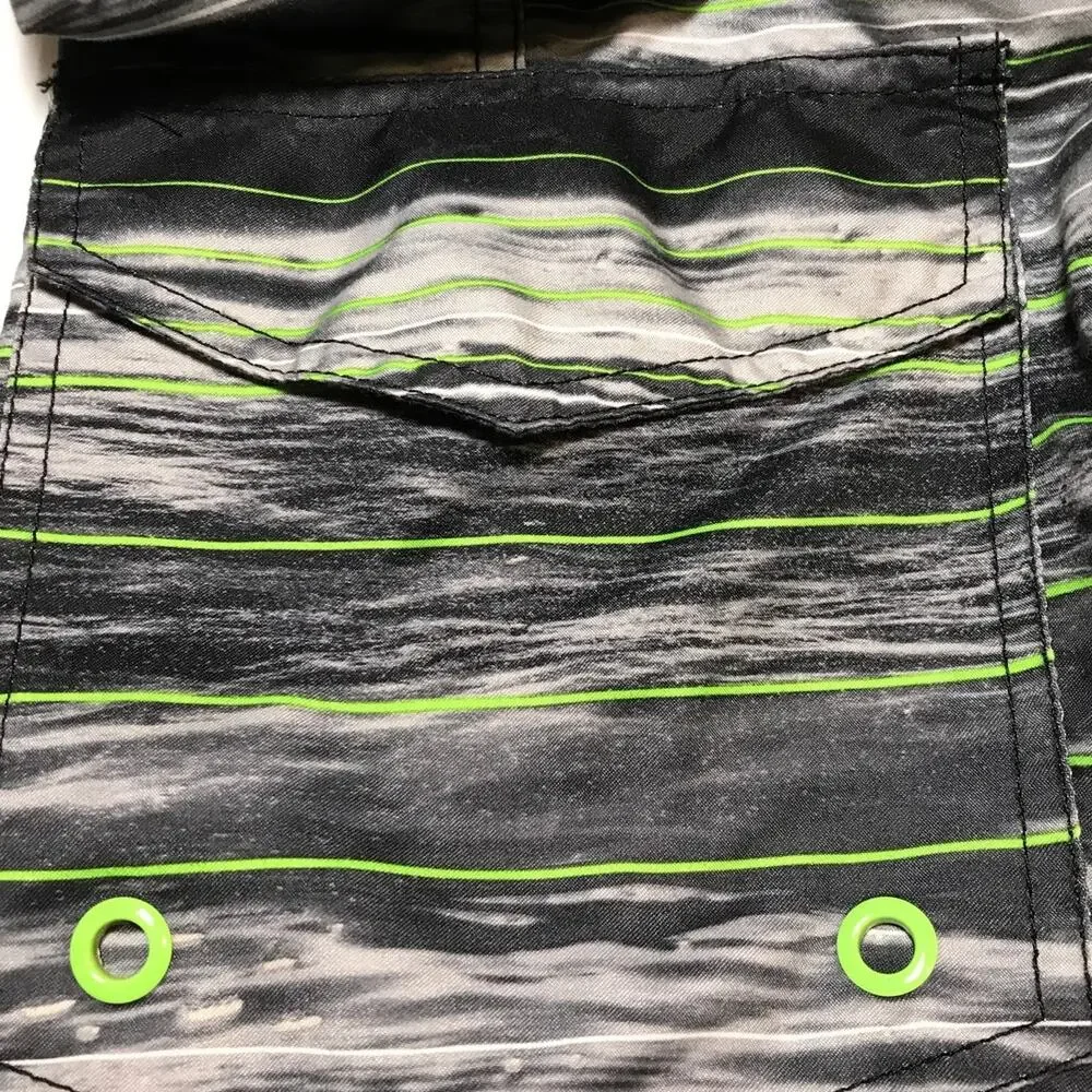 O'Rageous Striped Pockets Bermuda Swim Trunks 34